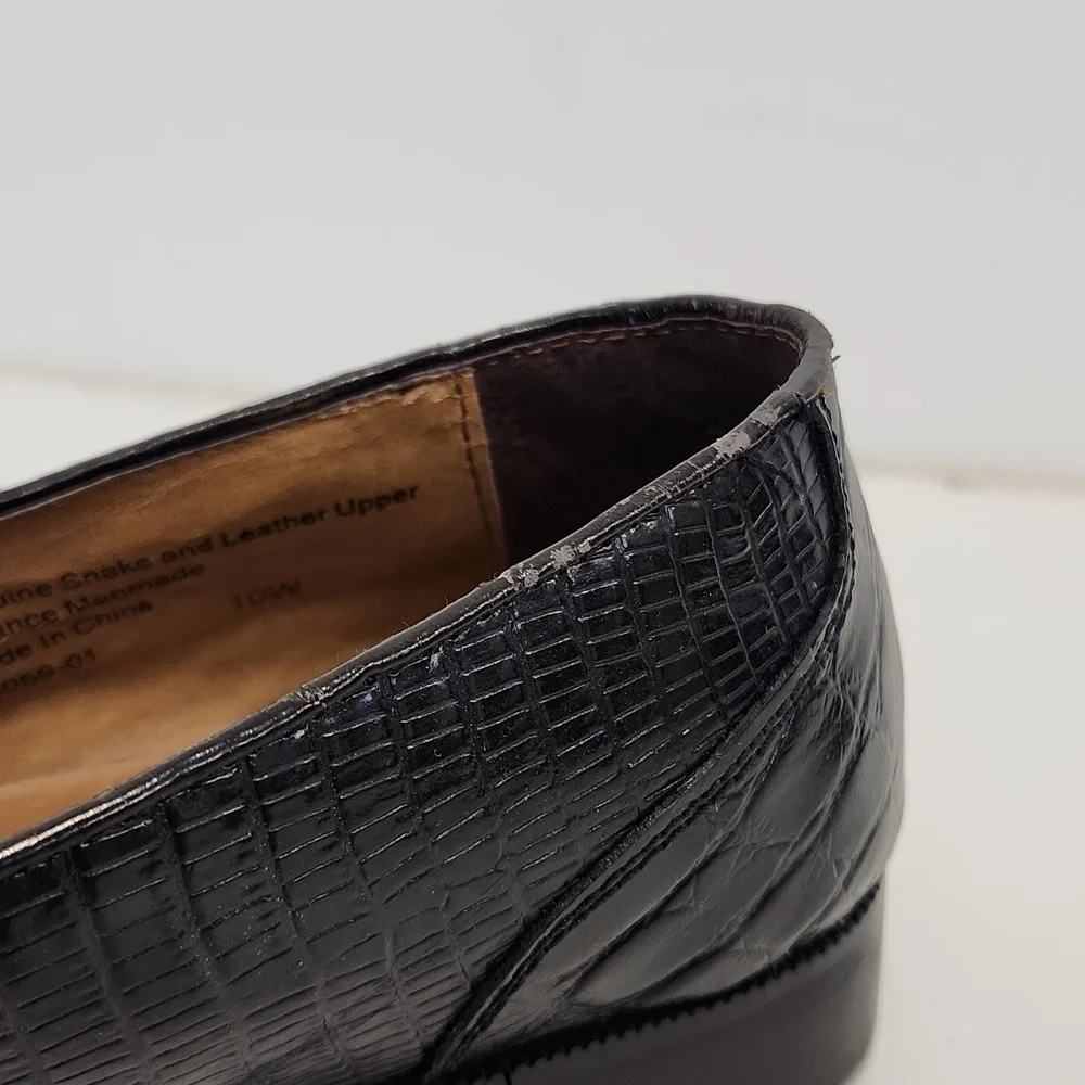 Stacy Adams Genuine Snake And Leather Loafers Dress Shoes Men's Sz 10W Black